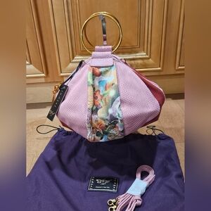 NWT Sharif Legacy Sculpted Balloon Leather Crossbody Bag & Wristlet Pink Floral